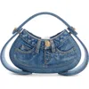 Balmain Jolie Madam Medium Top-handle Bag In Denim In 6ff Denim