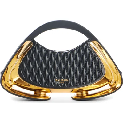 Balmain Medium Jolie Madame Quilted Faux Leather Top Handle Bag