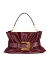 Balmain Medium Anthem Belted Gathered Leather Shoulder Bag In Red