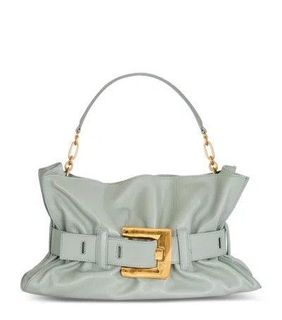 Balmain Medium Leather Anthem Shoulder Bag In Green