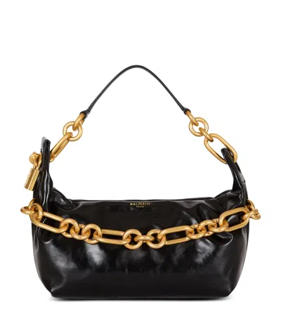BALMAIN MEDIUM LEATHER SYNC SHOULDER BAG