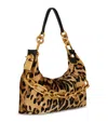 Balmain Sync Medium Leopard Print Leather Bag In Brown