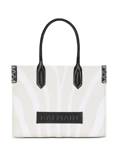 Balmain Medium Logo-patch Tote Bag In White