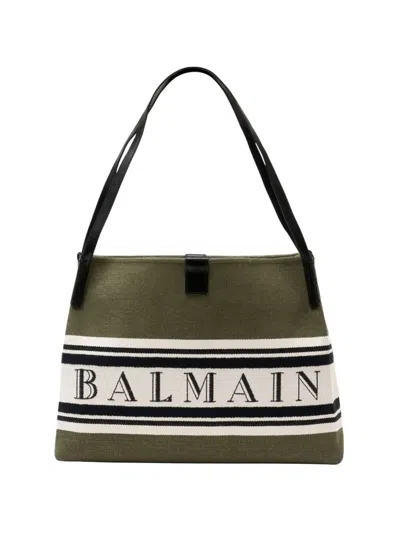 Balmain Medium Release Shopper Shoulder Bag In Orange