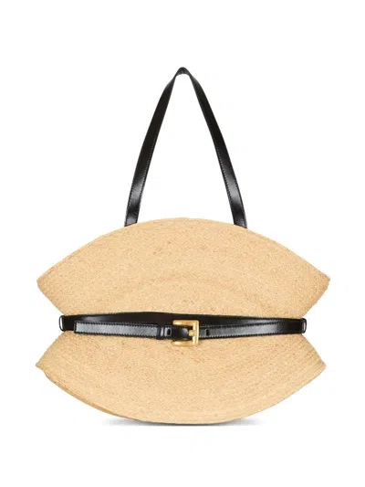 BALMAIN BALMAIN MEDIUM SHUFFLE RAFFIA HANDBAG