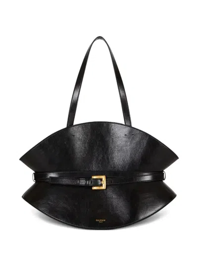 Balmain Medium Shuffle Shoulder Bag In Black