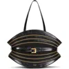 Balmain Shuffle Medium Belted Zipper Shoulder Bag In Leather In Black