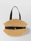 Balmain Medium Structured Shoulder Bag With Woven Texture In Nude