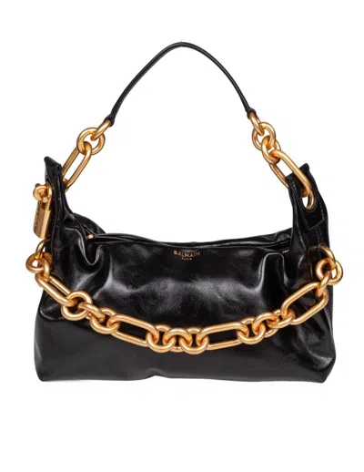 Balmain Medium Sync Bag In Calfskin In Black