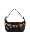 Balmain Sync Medium Shoulder Bag In Black Leather In Black