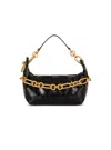 Balmain Medium Leather Shoulder Bag With Chain Strap In Black