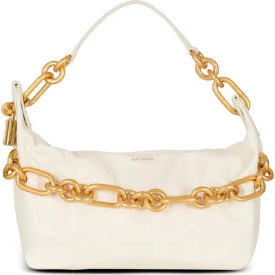Balmain Medium Sync Bag In Calfskin Leather In White