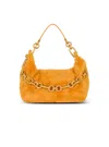 Balmain Medium Sync Shearling Chain Shoulder Bag In Gold