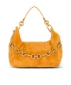 Balmain Medium Sync Shearling Chain Shoulder Bag In Gold