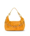Balmain Medium Sync Shearling Chain Shoulder Bag In Purple
