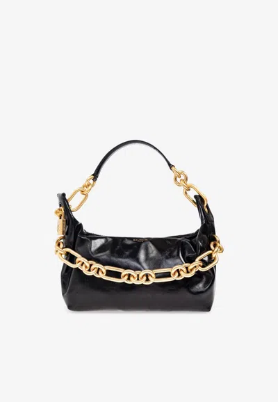 BALMAIN MEDIUM SYNC LEATHER SHOULDER BAG
