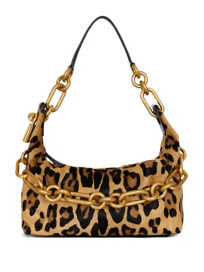 BALMAIN MEDIUM SYNC LEOPARD-PRIN SHOULDER BAG