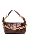 Balmain Medium Leather Shoulder Bag With Chain Strap In Red