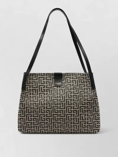 Balmain Medium Tote Bag Double Handles Geometric Pattern