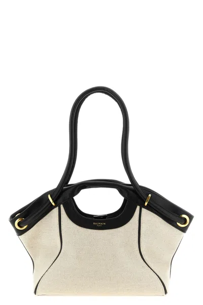 Balmain Medium 'tote' Shopping Bag In White/black