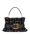 Balmain Medium Tweed Anthem Shoulder Bag In Black