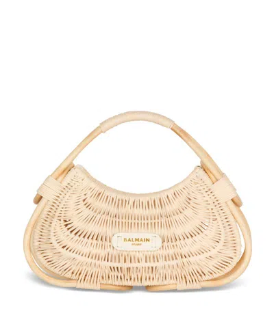 Balmain Medium Wicker Jolie Madame Top-handle Bag In Neutrals