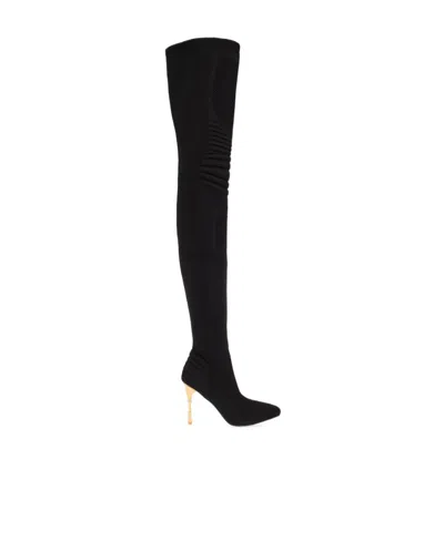 Balmain Medusa Sculpted-heel 100mm Boots In Black