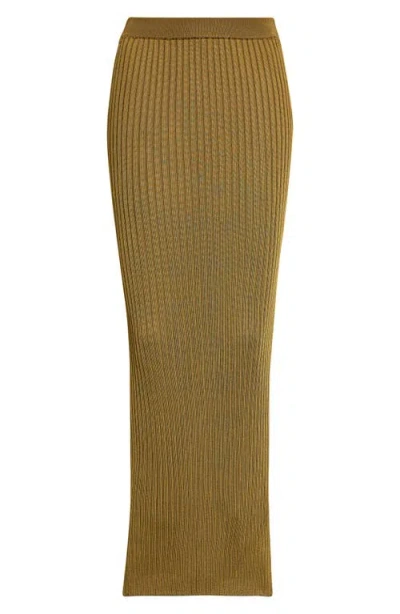Balmain Ribbed Stretch Maxi Skirt In Nude