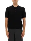 Balmain Textured Black Knitted Polo With Classic Collar