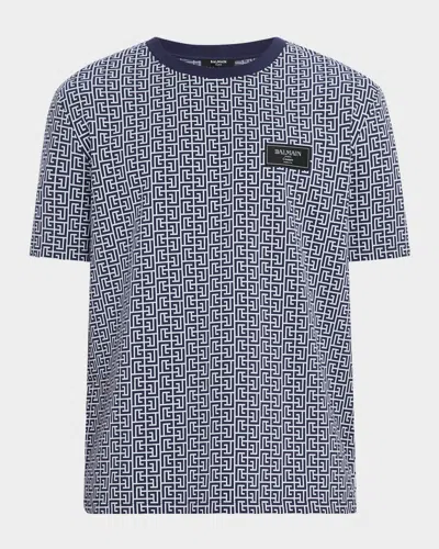BALMAIN MEN'S ALLOVER MONOGRAM T-SHIRT