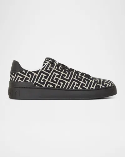 BALMAIN MEN & APOS;S B-COURT JACQUARD MONOGRAM LOW-TOP SNEAKERS