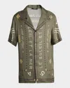 Balmain Short-sleeve Patterned Shirt In Green