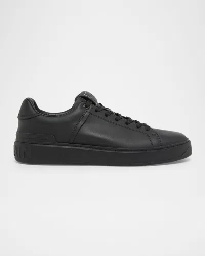 Balmain Men & Apos;s B-court Calfskin Low-top Sneakers In Black