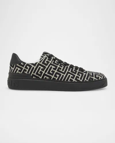 Balmain Sneakers B-court In Jacquard Con Monogramma In Multi