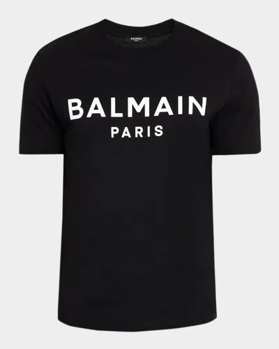 Balmain Black Cotton Crewneck T-shirt With Logo