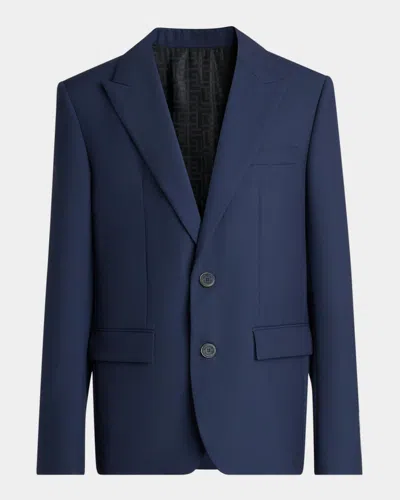 Balmain Men & Apos;s Cotton Peak Lapel Single-breasted Sport Jacket In Blue