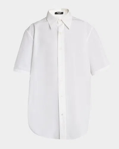 Balmain Paris Shirt In Cotton Poplin In White