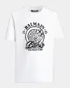Balmain Short Sleeve Crew Neck Graphic Shirt In White