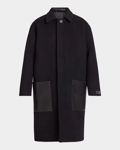 Balmain Men's Leather-trimmed Coat In Multi