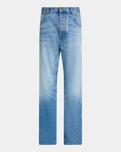 Balmain Men & Apos;s Loose-fit Faded Denim Jeans In Multi