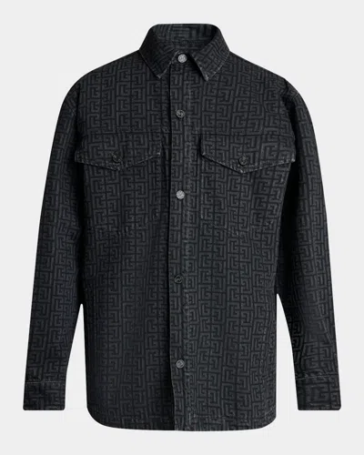 BALMAIN MEN & APOS;S MONOGRAM DENIM OVERSHIRT