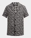 Balmain Men & Apos;s Monogram Pajama Shirt In Black