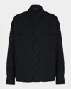 Balmain Monogram Tweed Overshirt In Black