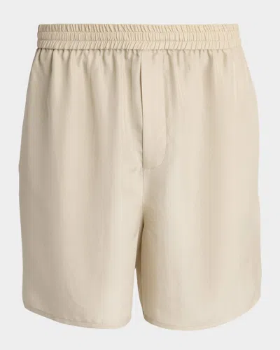 Balmain Elasticated-waistband Logo-print Shorts In Neutral