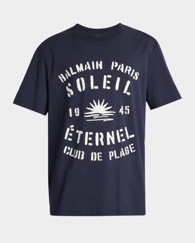 Balmain Men & Apos;s Soleil Logo Cotton T-shirt In Blue