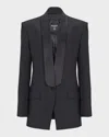 Balmain Single-breasted Shawl-lapel Blazer In Blue