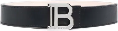 Balmain Men's B-belt 3,5 Cm-cuir De Veau In Black