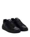 Balmain Black Low Top Sneakers With Logo In Leather In Black