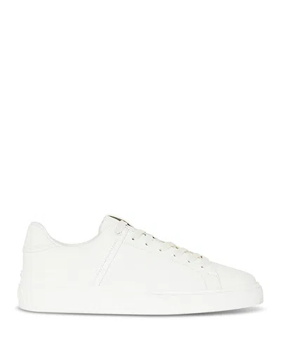 Balmain B-court White Low Top Sneakers With Logo Patch On The Tongue In Leather Man In Multi