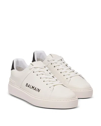 Balmain Calfskin Logo Motif Lace-up Sneakers With Black Heel Counter In Multi